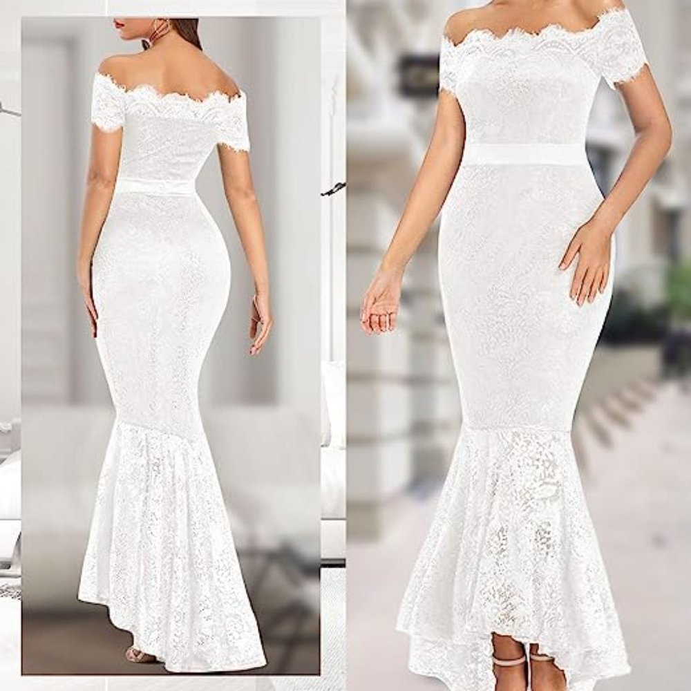 NEW!!! WOMEN’s FLORAL LACE DRESS SHORT SLEEVE WHITE SIZE LARGE